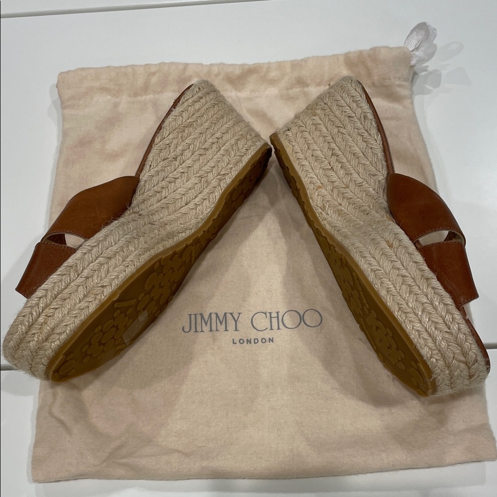 Never Worn!! Jimmy Choo Brown Leather Espadrille Sandals